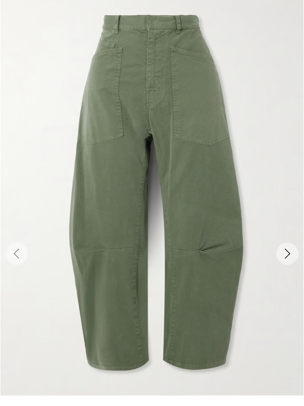 Nili Lotan military green Shon pants barrel leg